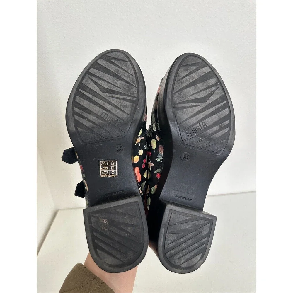 Miista London Fruit Buckle Platform Black Sandals Block Heel Women EU 36 US 5.5